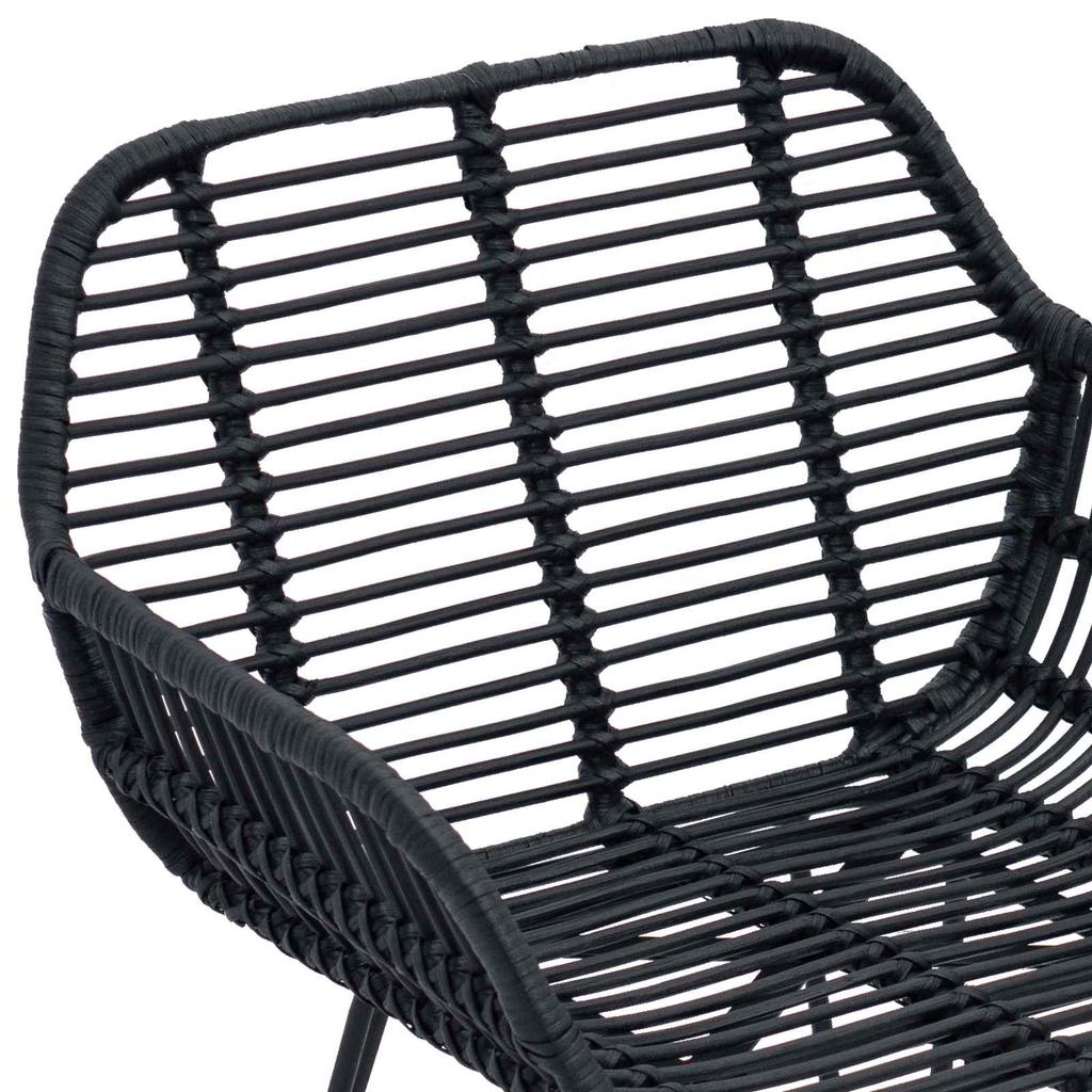 Dining Chair 2 Pcs Rattan and Iron Black 55 X 50 X 74 Cm