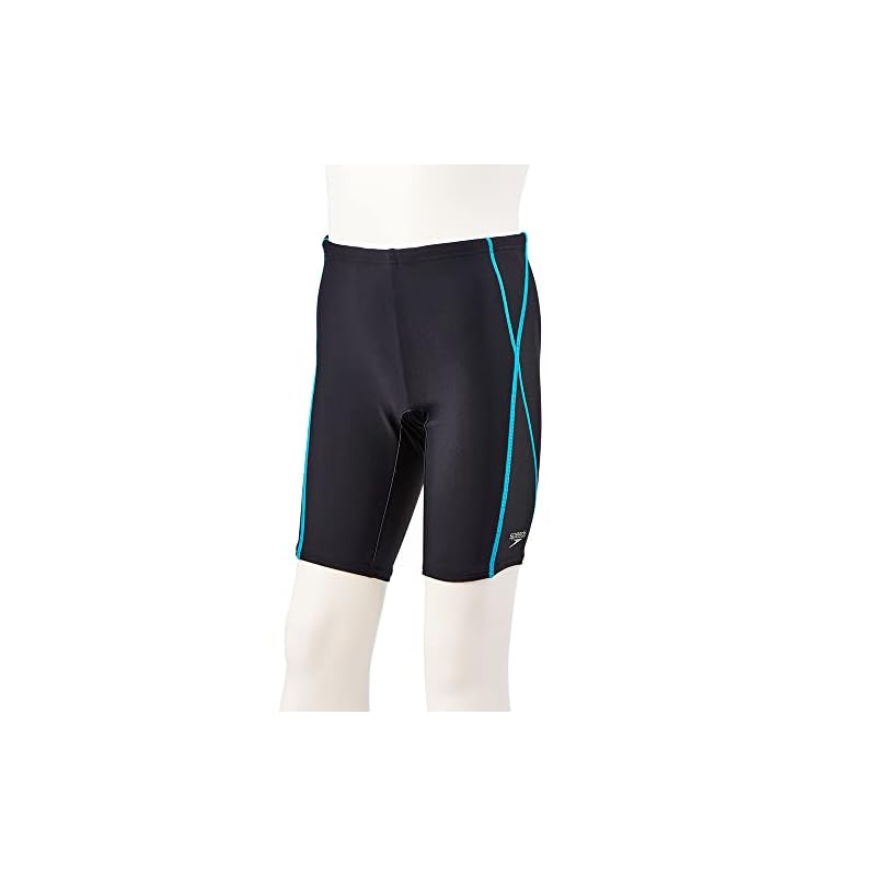 [Speedo] Triton Jammer School Swimsuit, Swim Pants, Boys' Size SFB62015, Black/Turquoise, Size 160