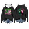 Women's Casual Long Sleeve Pullover Witch Print Hooded Sweatshirt