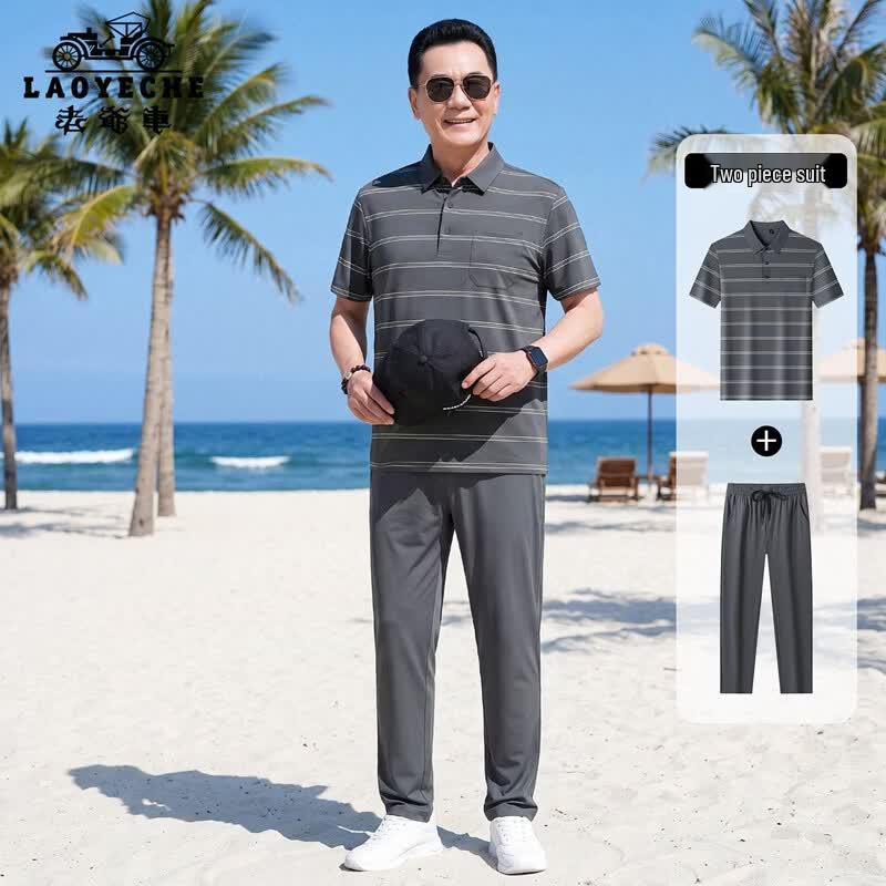 Men s LAOYECHE Polo Short Sleeve T-Shirt & Shorts Set 175