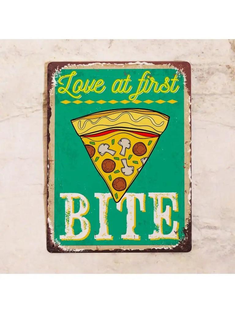 Love Pizza Tin Sign 20x30cm, Retro Diner Wall Art Decor