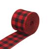 Red Black Lattice Christmas Plaid Ribbon Imitation Linen 6M Linen Ribbon with Iron Wire Handmade Lattice Ribbon Gift Wrapping