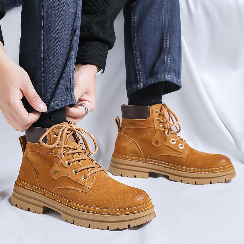 Brown casual men's boots Trendy and versatile design styles Outdoor leisure party  office motorcycle adult Hot selling shoes