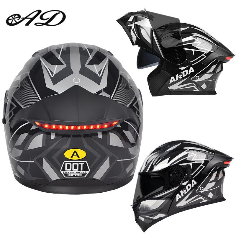 DOT Certified Unisex Flip-up Motorcycle Helmet: Stylish, All-Season Safety Taillight Design