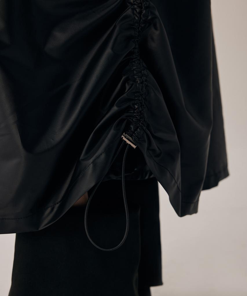 Teulimingbeodeu Shirring Layered Long Skirt [ Black ]