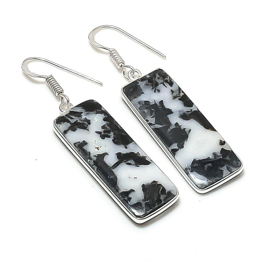 Natural Buffalo Jasper Gemstone 925 Sterling Silver Jewelry Earring 2.01 AEE-10727