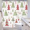 Christmas Shower Curtain For Bathroom Decor New Year Holiday Xmas Winter Gingerbread Colorful Green Red Pine Tree Art Printed