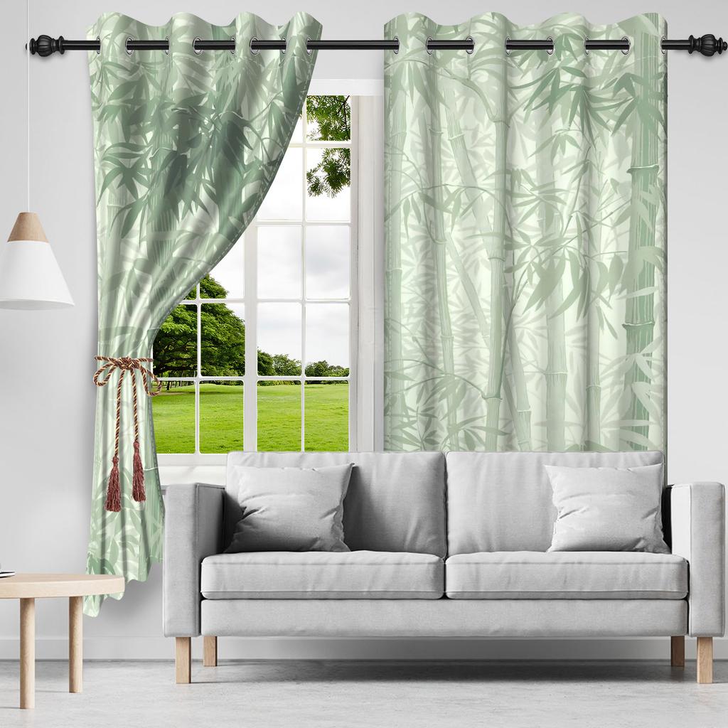 Minimalist Pattern Blackout Curtains Nature Printed Curtains For Living Room Bedroom Kitchen Zen Style Top Grommet Window Drapes