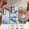 Colorful Flowers Print Case For Samsung S26 S25 Ultra S24 FE S23 Plus S22 S21 A15 A16 A17 A35 A36 A37 A54 A55 A56 A57 5G Plating Lens Soft Cover