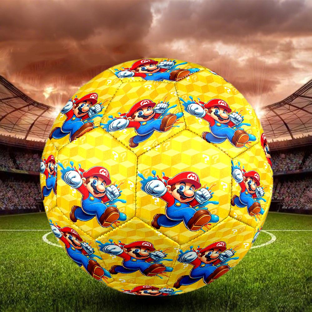 Super Mario Print Size 5 Soccer Ball, Standard Match Football for Sports Game and Team Practice, Ideal Gift for Soccer Fans