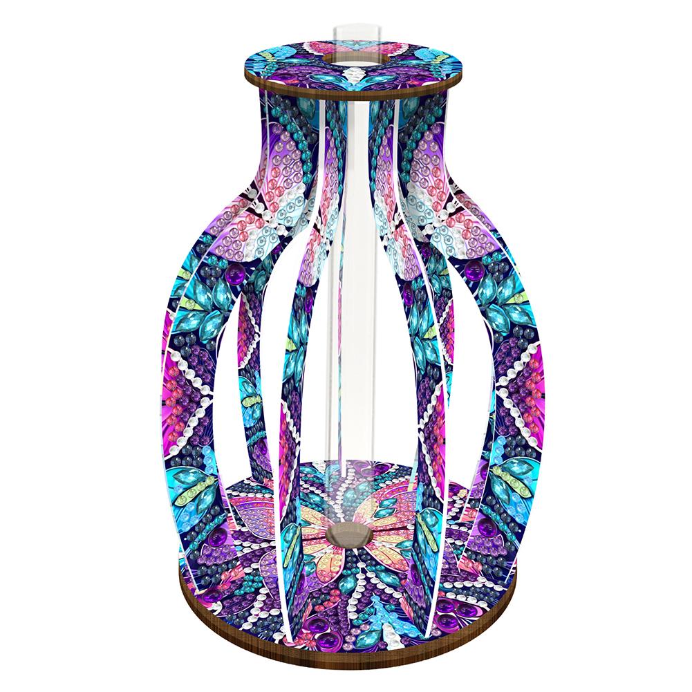

Wood Blue Pink Diamond Painting Flower Vase Rhinestones Desktop Ornaments 5D DIY Diamond Art Tabletop Decors for Adults Beginner