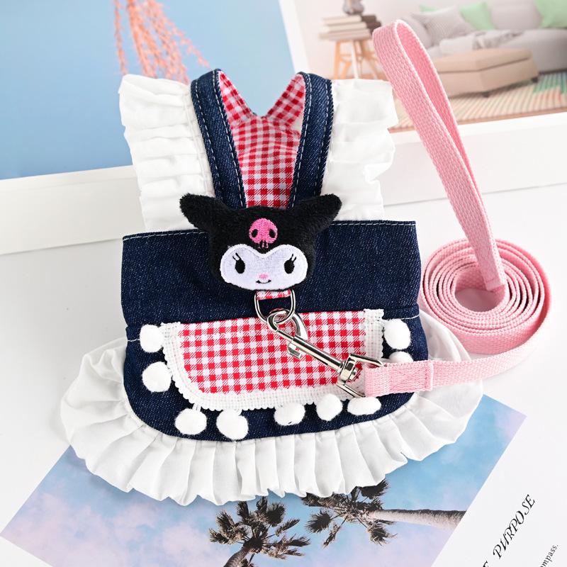 

Pet dog dog clothes spring autumn summer small dog strap leash kulomi princess skirt XL чёрный