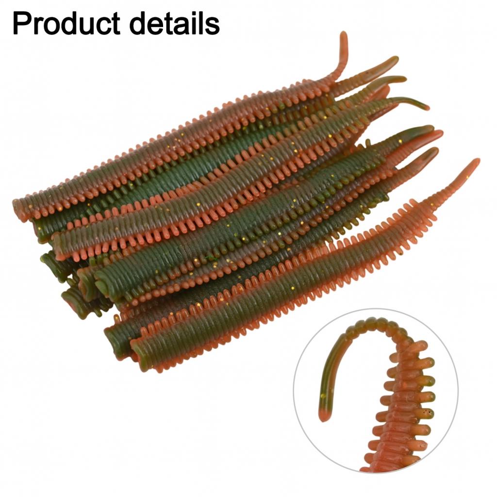 10Pcs Simulation Sand Silkworm Fishing Lure - TPR Soft Bait with Shrimp Fish Scent Stretchable Soft Tear-Resistant