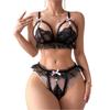 Beaded Bra And G-string 2pcs Set Women's Sexy Lingerie Sliding Pearl Bras Transparent Erotic Costume Fantasy Intimate Underwear