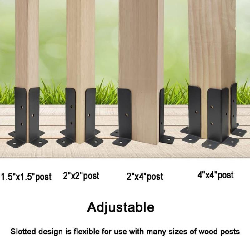 Strong Metal Fence Post Reinforcement Brackets Adjustable Designs Fence Post Brace for Wooden Gate & Deck Stability