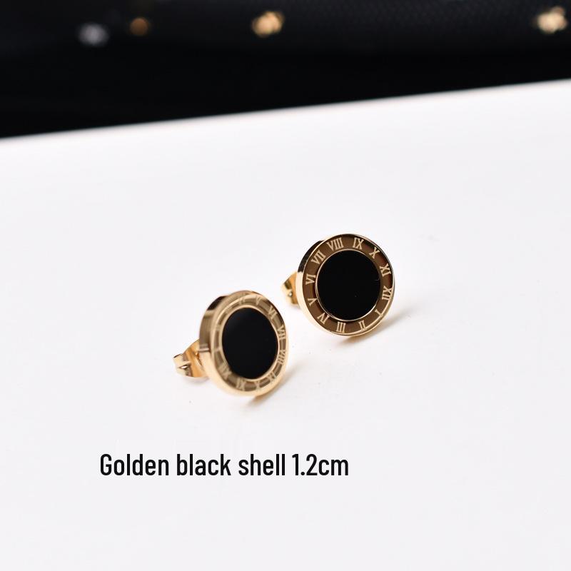 Unisex Roségold & Schwarze Titanstahl Ohrstecker