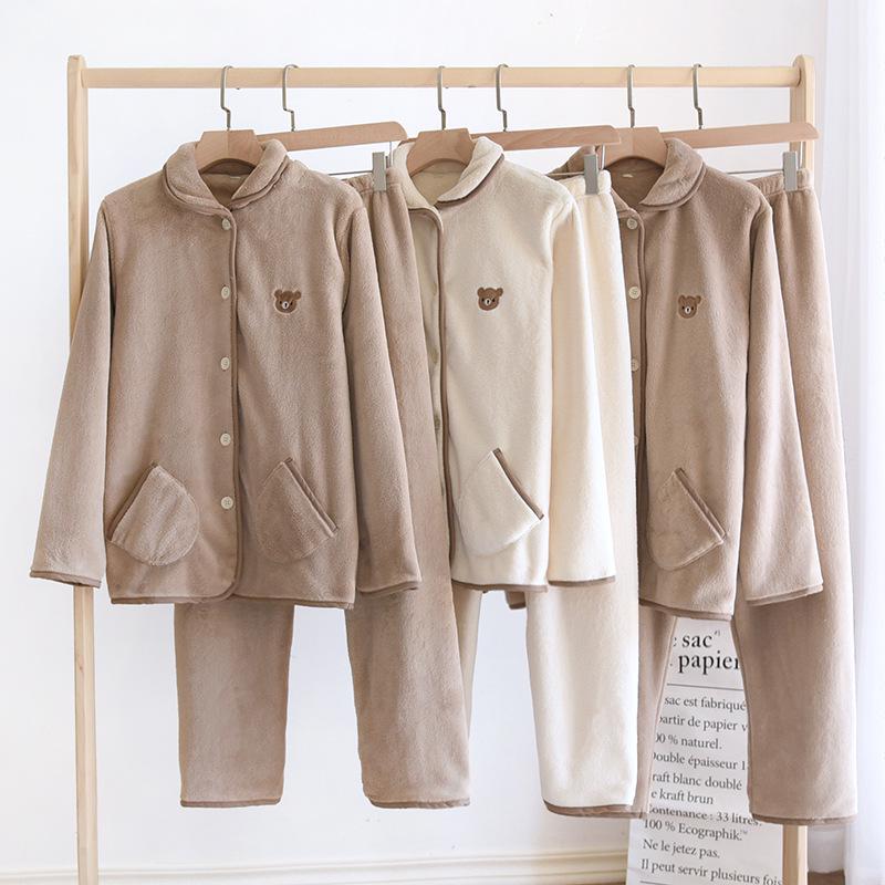 Cozy Autumn/Winter Fleece Pajama Set for Couples – Warm, Loose, and Suitable for Outdoor Wear
