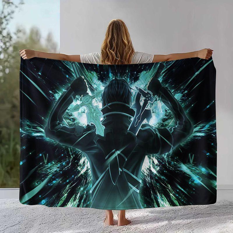 Cartoon Sword Art Online SAO Novel Flannel Blanket,Ultra Soft Warm Plush Throw for Home Bedroom Bed Sofa Camping Picnic gift