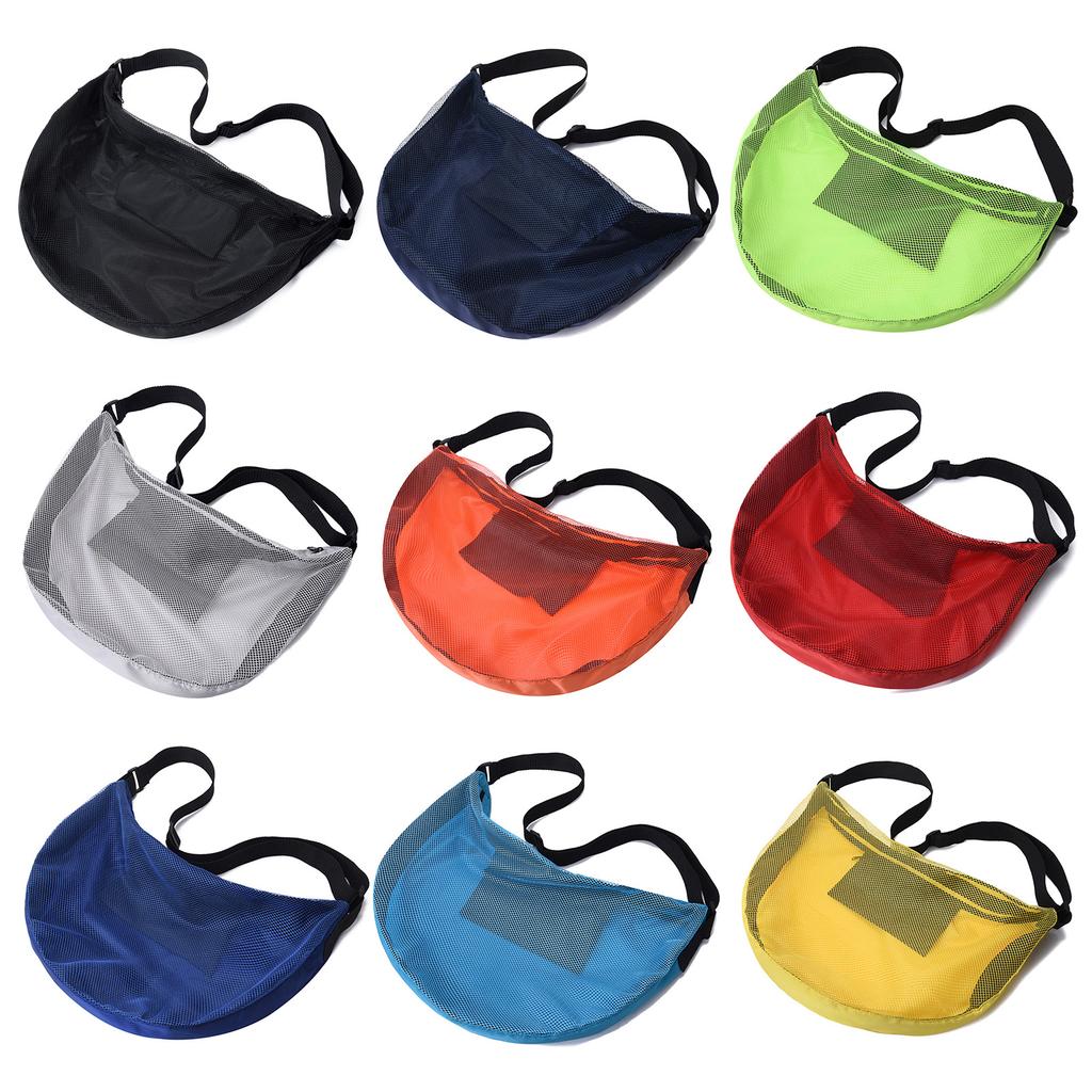 Mesh Bag Adjustable Basketball Bag Sports Equipment Bag with Zipper Pocket for Basketball Football Volleyball Soccer