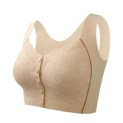 Lace Adhesive Front Buckle Underwear for Women's Large Elastic Vest Style Breathable Large Size Strapless Bra