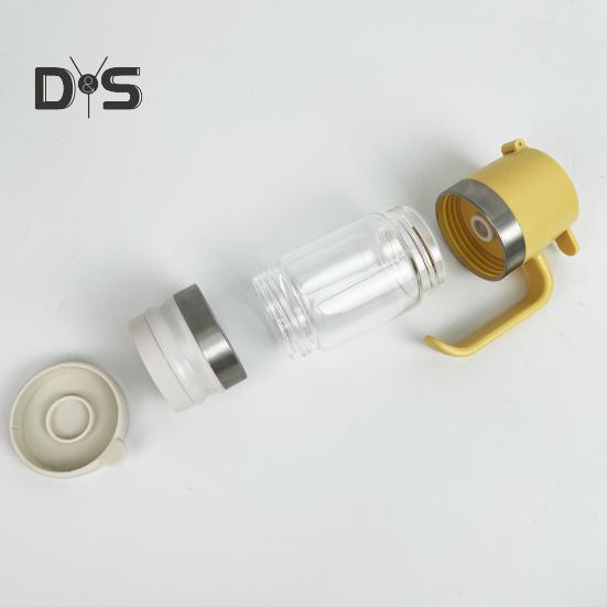 Glass Bottle Honey Syrup Dispenser Food Grade BPA Free Leakproof Glass Honey Dispenser Pot Syrup Storage Bottle with Handle