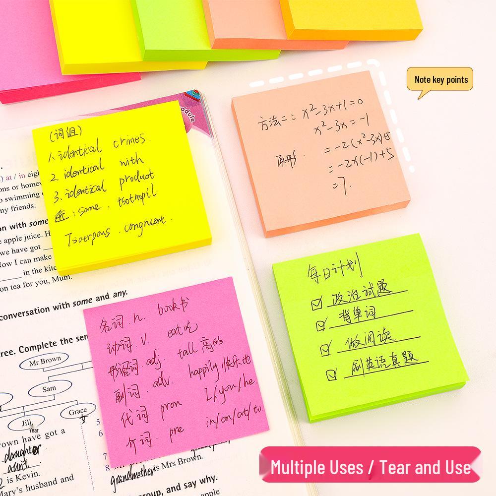 Zhusheng Fluorescent Tearable Sticky Notes - Creative Colored Notepad for Office Stationery