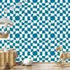 Wallpaper Casual checkerboard turquoise and white, turquoise background 50x1000