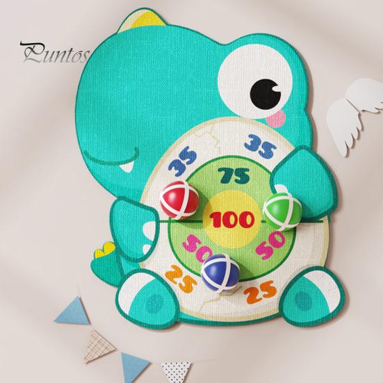 Dart Board Game for Kids 3-8 Years Old Indoor Outdoor Toy Set with Launcher 12 Sticky Balls Cartoon Dinosaur Image Fun Party Game Gift