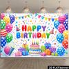 2D Bright Multicolor Happy Birthday Background Cloth for Party