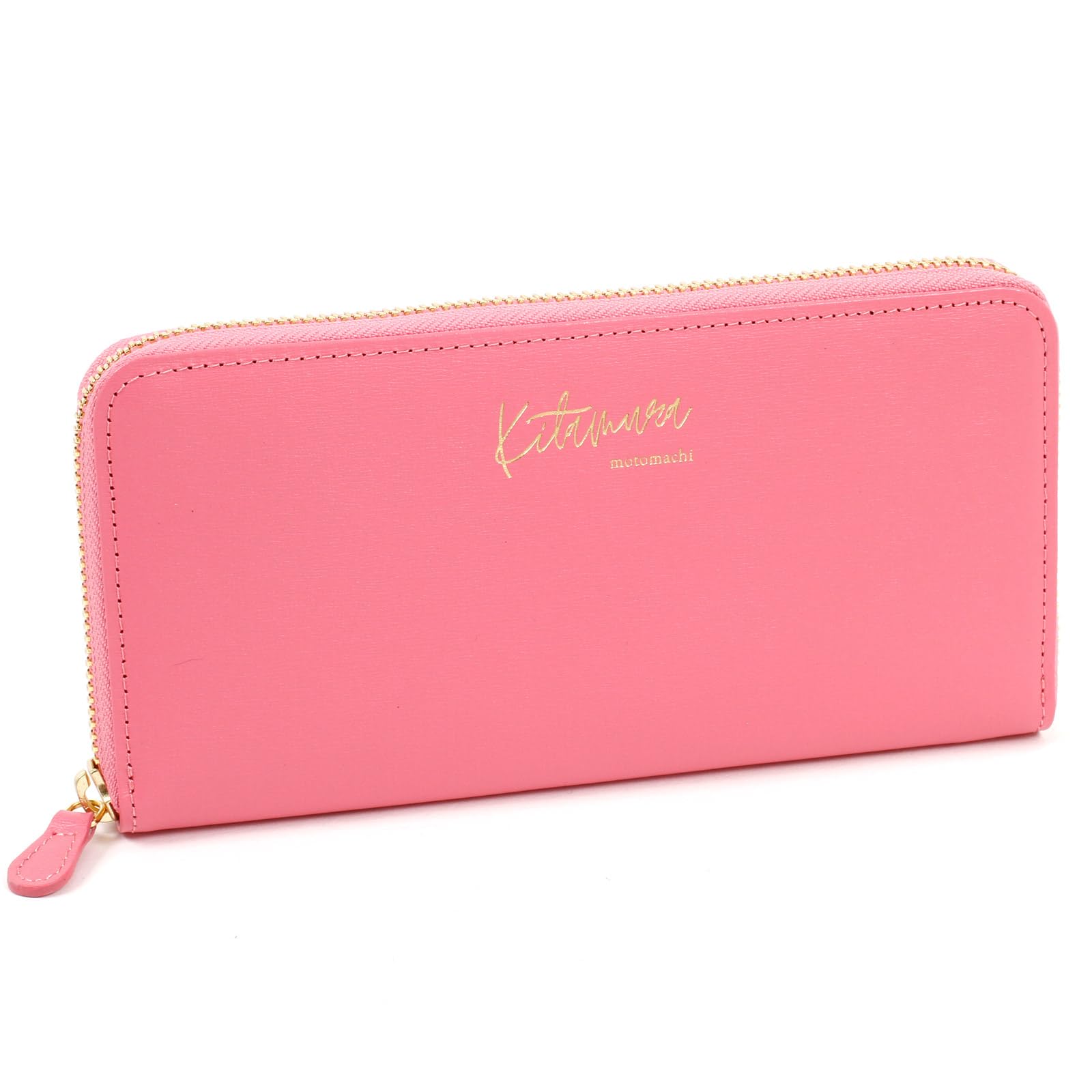 

Handwritten style foil stamped logo long wallet NH0852 74721 [Kitamura] Rose/Pink [Red]