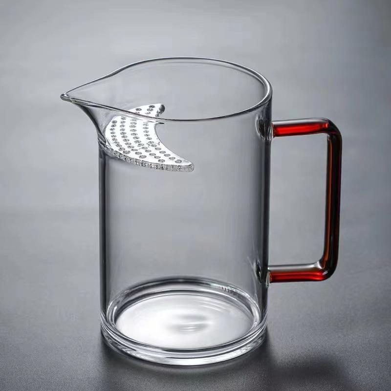 

High Borosilicate Glass Tea Pitcher Fair Cup Clear Chahai Chinese Tea Divider Tea Maker Pot with Filter Kungfu Tea Set Teaware 500ML красный