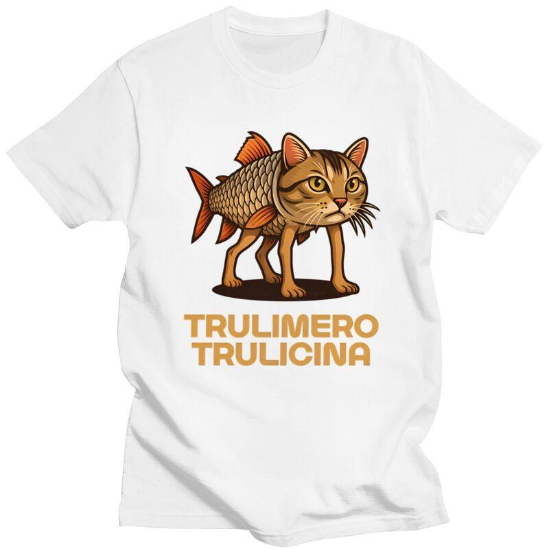 Italian Brainrot Fish Cat Meme TShirt 100 Cotton Tee Tops Streetwear Round Neck Tshirts Casual Short Sleeve For Men Birthday