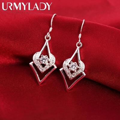 New 925 Sterling Silver Earrings for Elegant Women Jewelry All-match Crystal