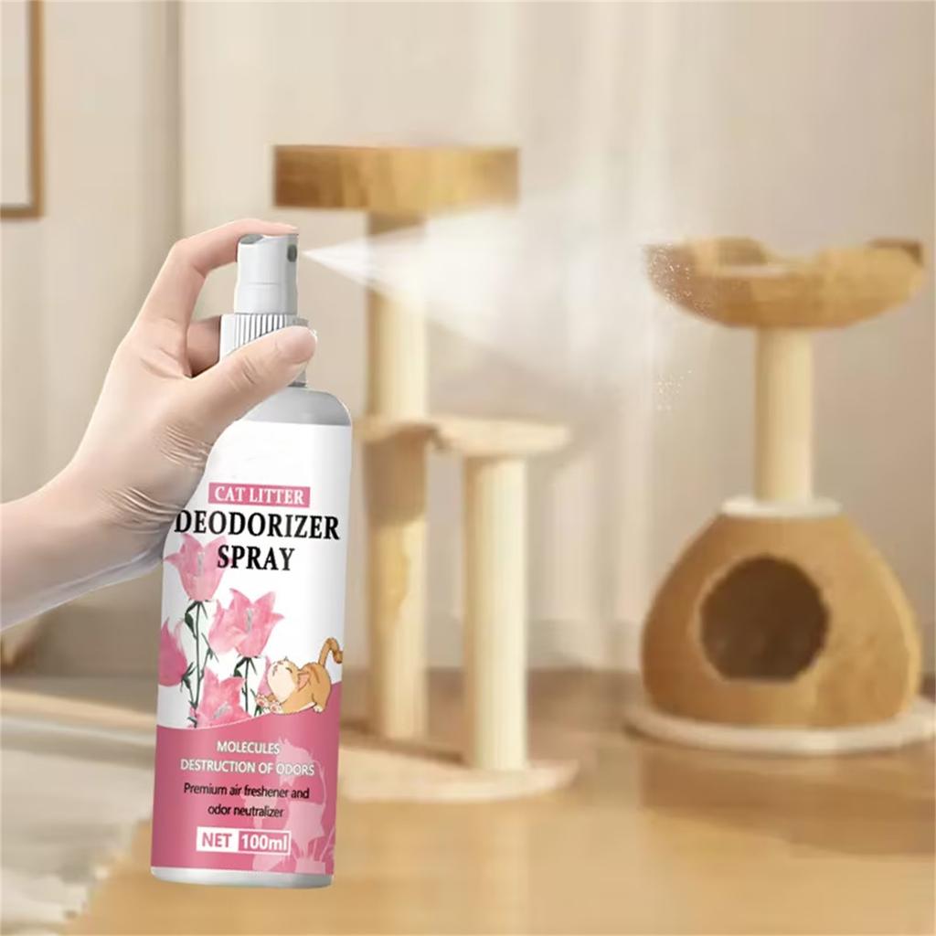100ml Cats Litter Deodorizer Spray - Powerful Odor Eliminator For Pet & Home, Safe & Multi-Purpose Freshener