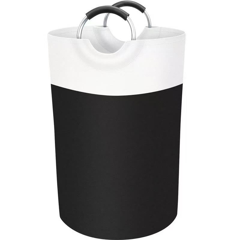 Foldable Striped Laundry Basket – Large Capacity Fabric Hamper for Dirty Clothes Storage