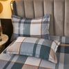 3Pcs Simple Geometric Plaid Bed Sheet Set 100% Cotton Skin-friendly Queen Size Bedding Set Thickened Flat Sheet with Pillowcases