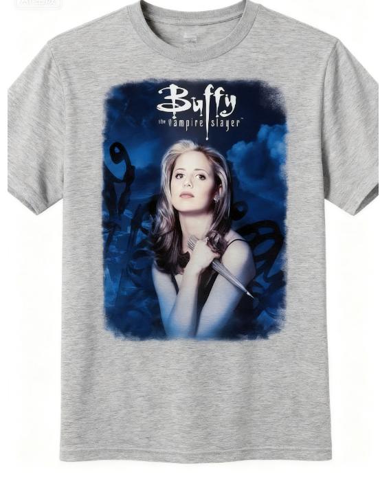 

2026 Spring summer men Buffy the Vampire Slayer Graphic Tee Gothic TV Show Print Cotton TShirt 90s Cult Classic Top for Fans 4XL