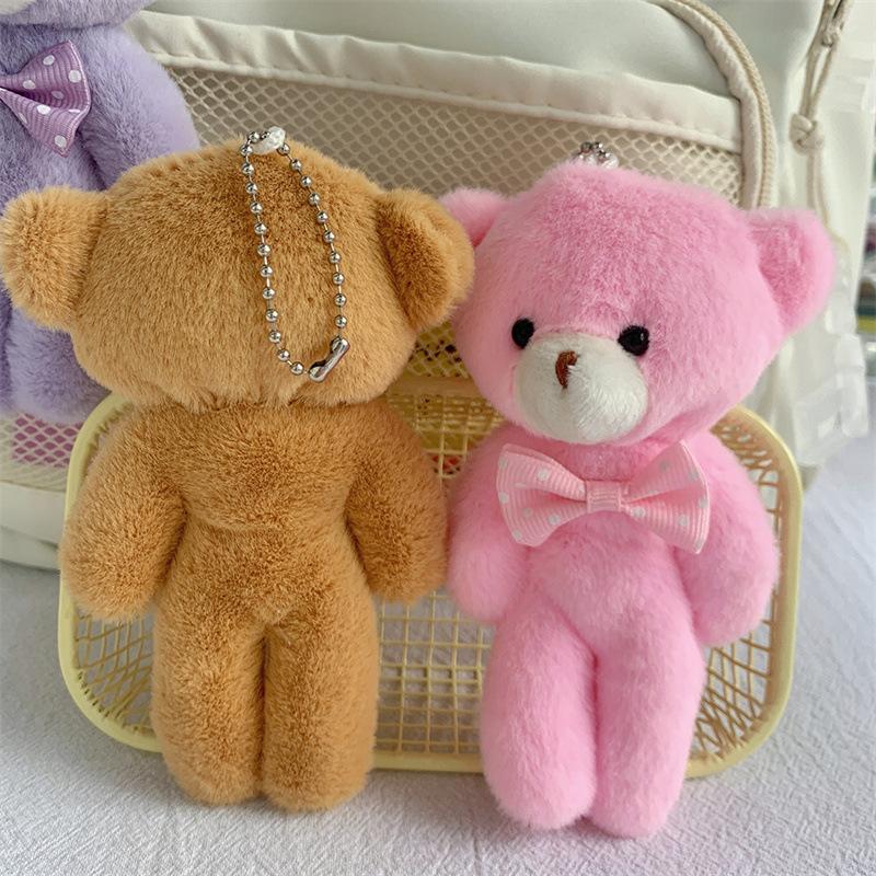 13cm New Cute Stuffed Bear Doll Colorful Tie-dye Plush Teddy Bear Animal Plush Bag Pendent Keychain Ornaments Girl Birthday Gift