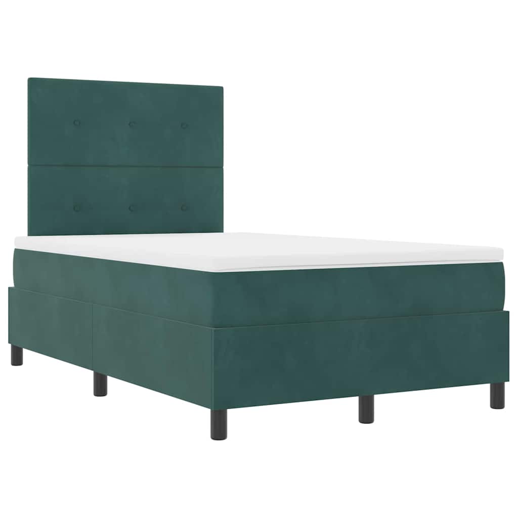 Box Spring Bed with Mattress Dark Green 120 x 200 cm Velvet