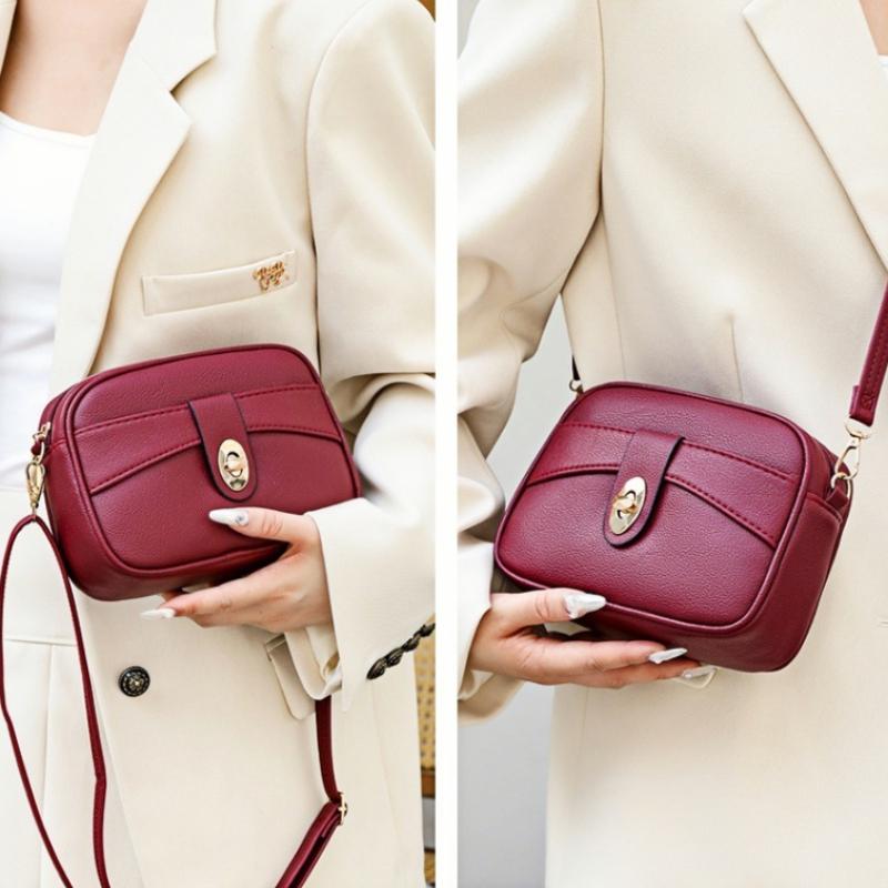 Extremely Simple Style Crossbody Small Square Bag, Solid Color, Light Luxury Women's Bag, Fashionable Mailman Bag
