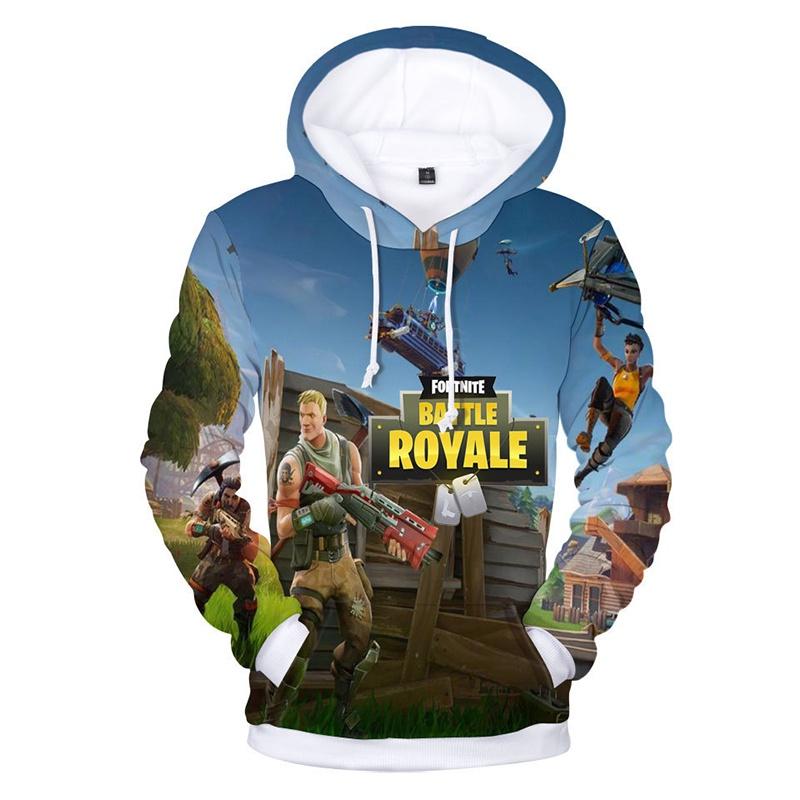 Fortnite Battle 3d Printed Hoodie Jacket Sweatshirt Spandex Material Round Neck Hip Hop Style