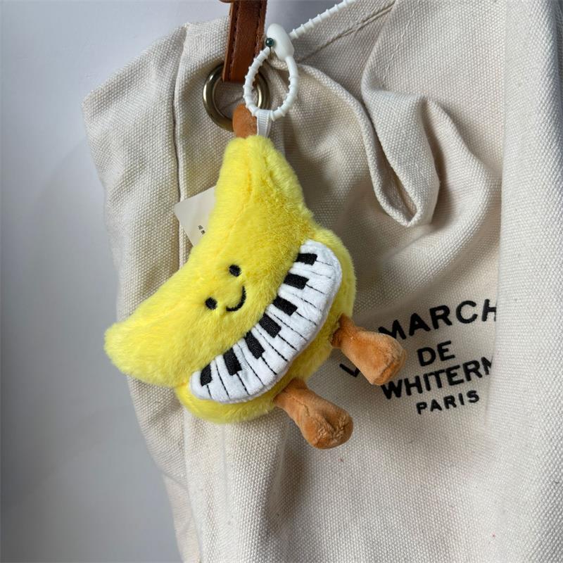 Urocza Żółta Banana Piano Pluszowa Lalka Wypchane Zabawki Brelok Zawieszka Ozdoby do Torby Ozdoby do Plecaka Brelok dla Dziewczynki Prezenty dla Dzieci