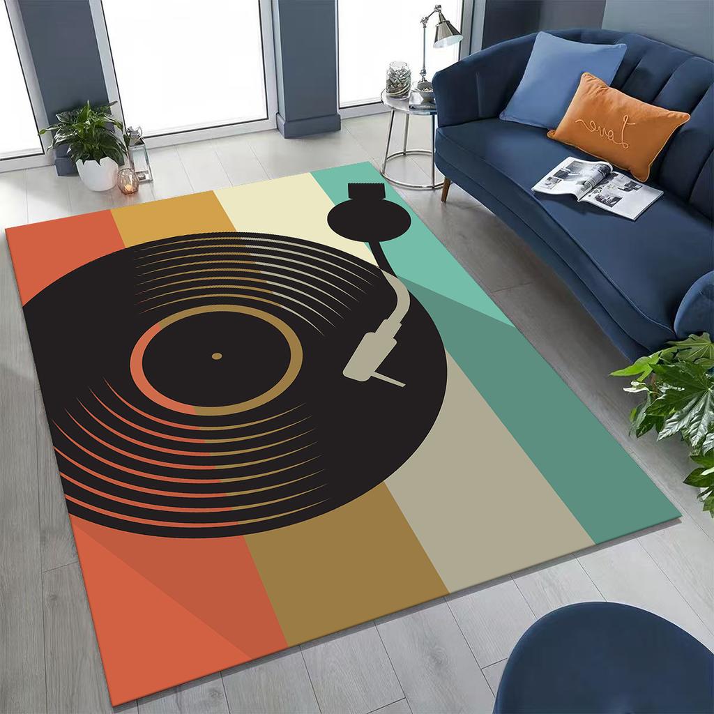 Vinyl Record Music Carpet DJ Screen Tape Rug for Bedroom Living Room Sofa Home Doormat Decor,Large Kid play Non-slip Floor Mat