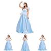 Stunning Adult Cinderella Princess Dress In Elegant Blue Polyester For Halloween Parties