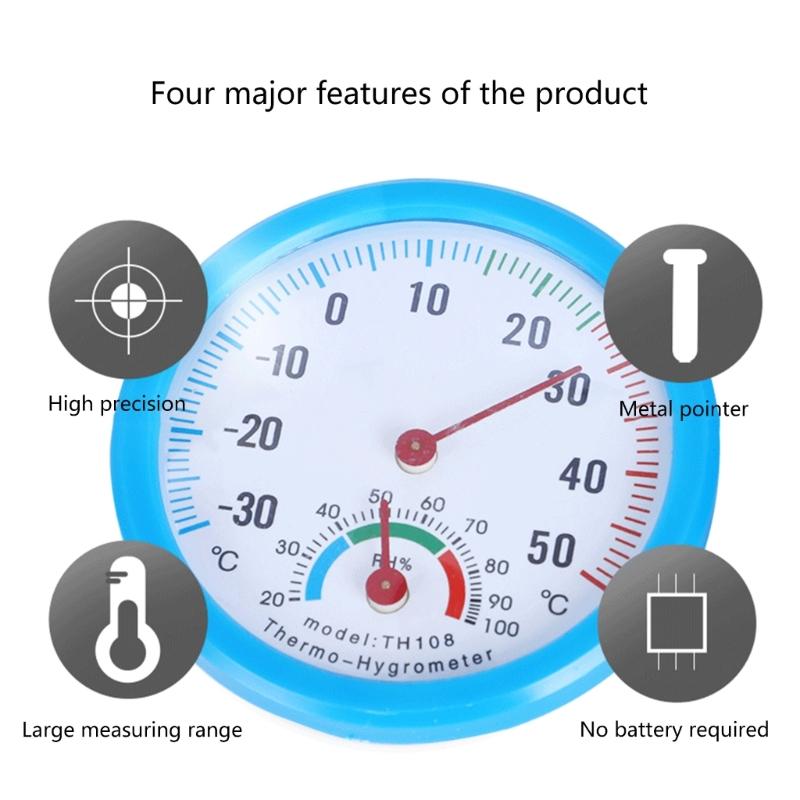 Indoor Thermometer Hygrometer Analog- 2 in 1 Temperature Humidity Monitor Gauge for Home Room Outdoor Offices 30-50℃
