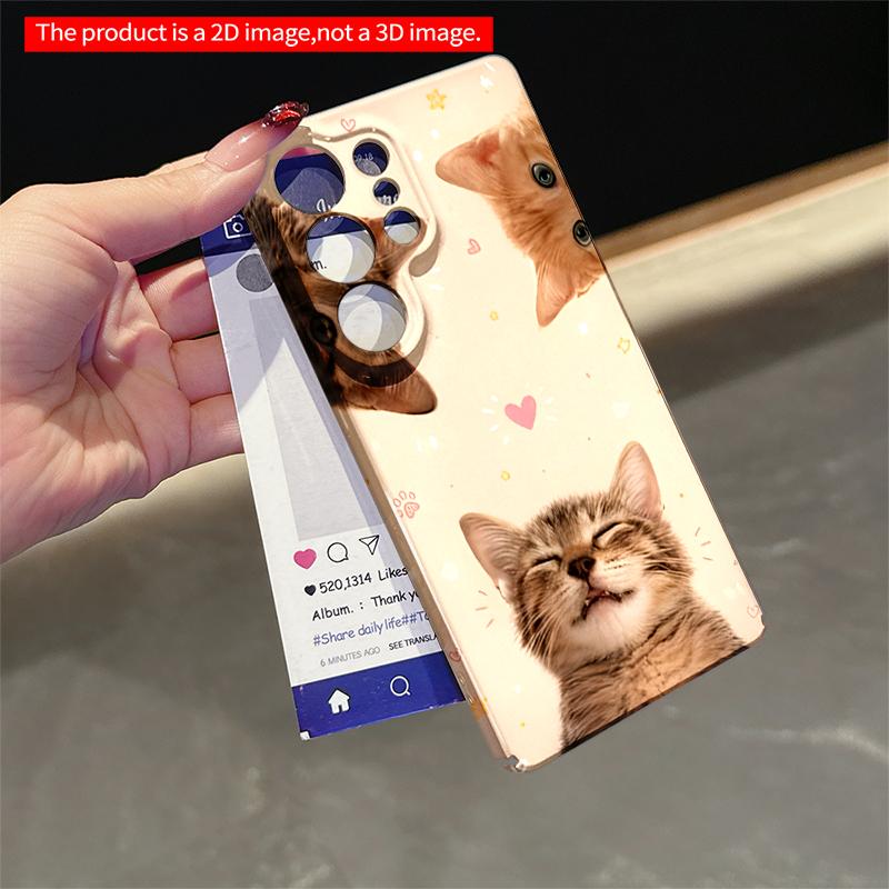 2DFlat Samsung phone case Cute Kittens Love Design Phone Case Applicable to Galaxy S23 S24 S25ULTRA S26 A12 A14 A15 A16 A54 A55