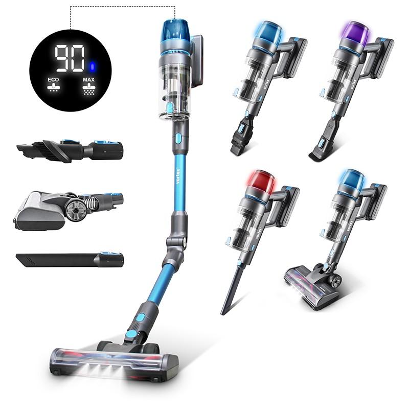 Aspirateur Balai Sans Fil Tube Pliable Bleu Et Gris 450w F45p Vortex