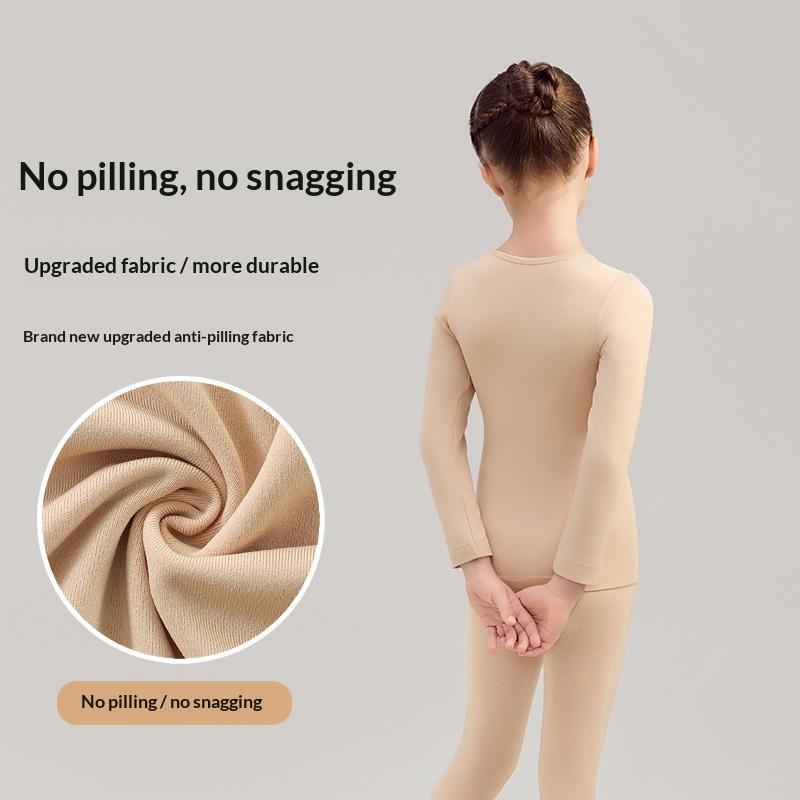 Dziewczęcy Termiczny Trykot Baletowy Kolor Cielisty Niewidoczny Strój Taneczny Odporny na Mechacenie Ubranie Treningowe Dziecięca Bielizna Termiczna