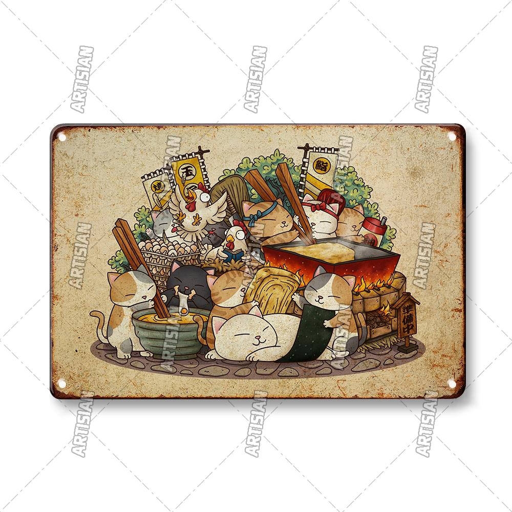 Japanese Comics Metal Poster Food Metal Tin Sign Wall Plate Kitchen Man Cave Cafe Metal Plaque Rusty Industrial Decor