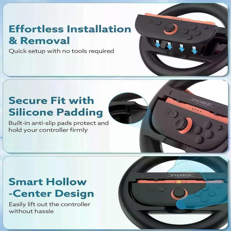 Switch 2 JoyCon Steering Wheel Compatible with NS2 Joycon Controller, Racing Wheels for Switch 2 Mario Kart 8 Deluxe, Universal NS2 Wheel Accessories